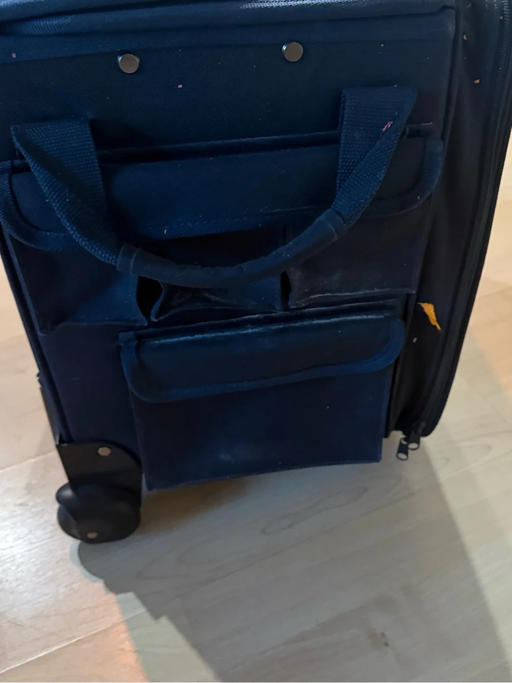 Suitcase-Style Blue Craft Paper Holder Gear Bag with Wheels